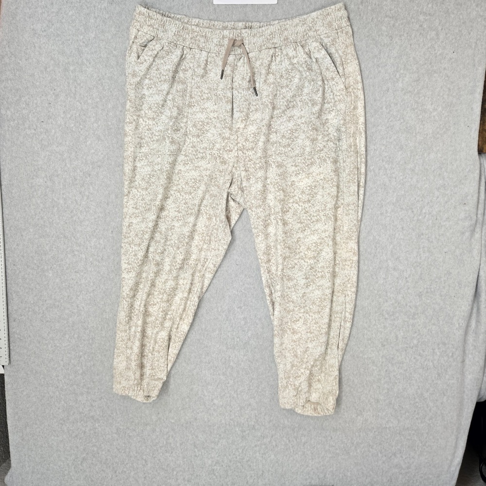 Athleta Women Activewear Pants 2X Beige Jogger Geometric Sweatpants Farallon - Picture 1 of 13